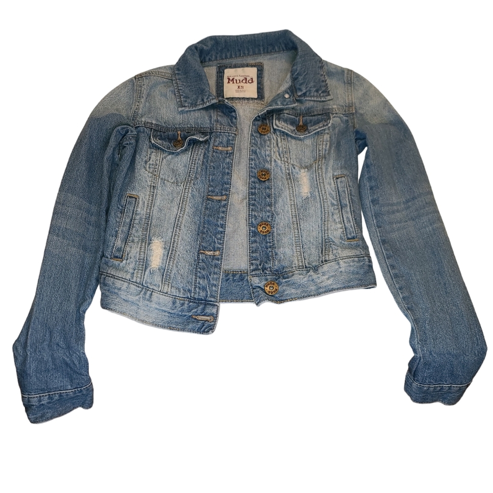 MUDD Blue Denim Distressed Jacket XS - Picture 3 of 7